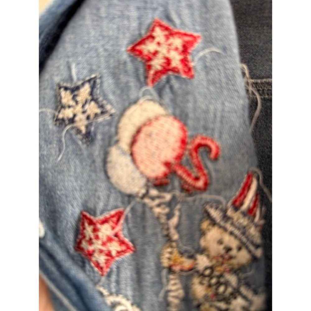 Vintage Patriotic Denim Shirt Medium Embroidered Uncle Sam Bear Fourth of July - Picture 8 of 8